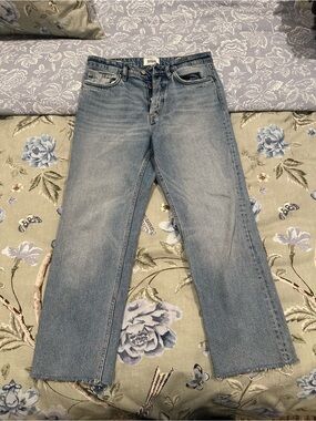 Zara Light Blue Straight-Leg Jeans